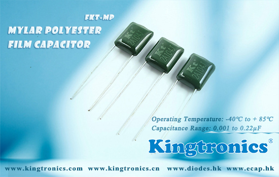 Kingtronics FKT-MP series Polyester Film Capacitor: Mylar Film polyethylene terephthalate (PET) Capacitors